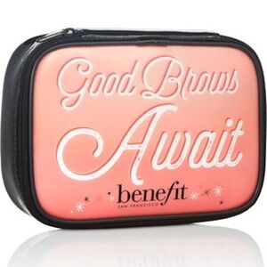 Benefit Cosmetics Good Brows Await Makeup Bag Black Pink Cosmetic Case
